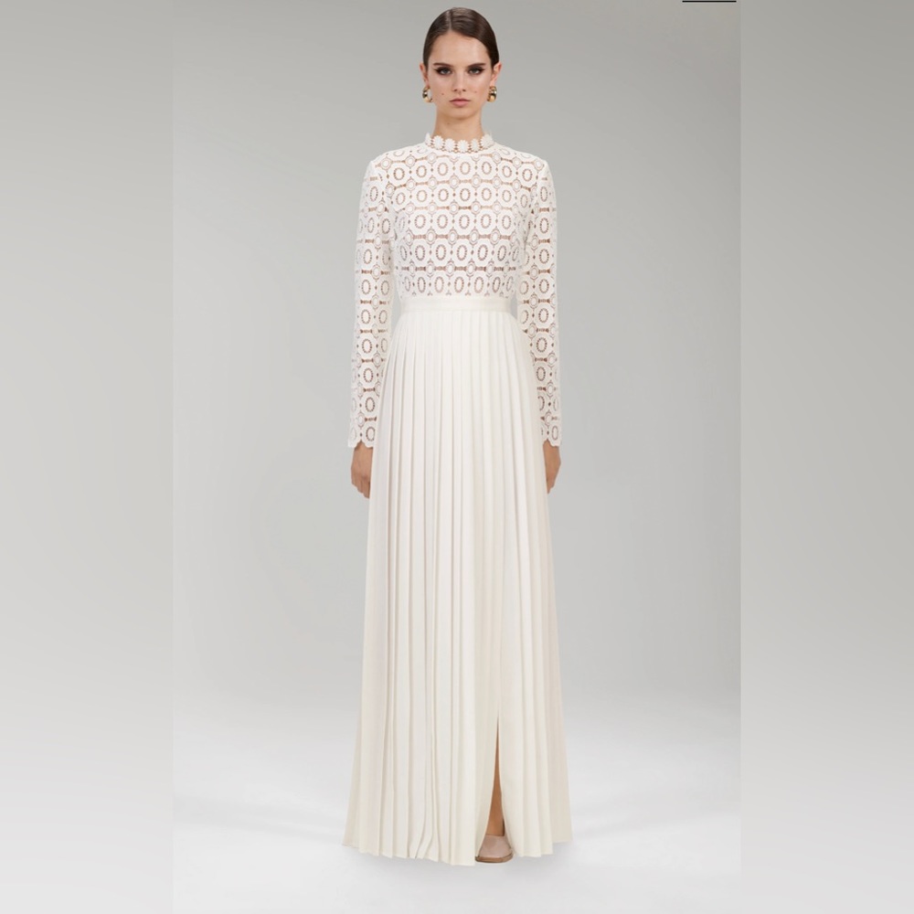 Self-Portrait White Crochet Floral Maxi Dress (Size 4)